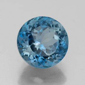 Topacio azul natural de 2,85 ct, corte redondo, VVS-VS