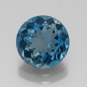Topacio azul natural de 3,15 ct, corte redondo, VVS