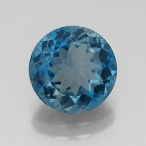 Topacio azul natural de 3,15 ct, corte redondo, VVS