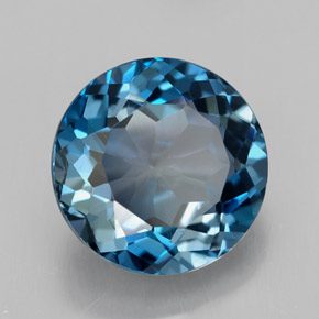 Topacio azul natural de 3,38 ct, corte redondo, VVS-VS
