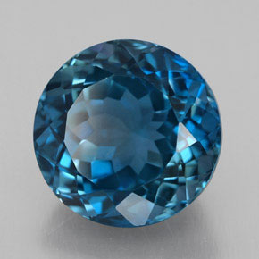 Topacio azul natural de 3,75 ct, corte redondo, VVS-VS