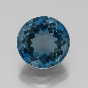 Topacio azul natural de 3,36 ct, corte redondo, VS