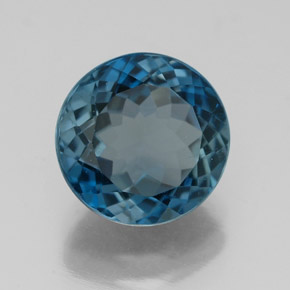 Topacio azul natural de 3,36 ct, corte redondo, VS