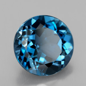 Topacio azul natural de 3,44 ct, corte redondo, VS