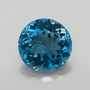 Topacio azul natural de 3,25 ct, corte redondo, VVS-VS