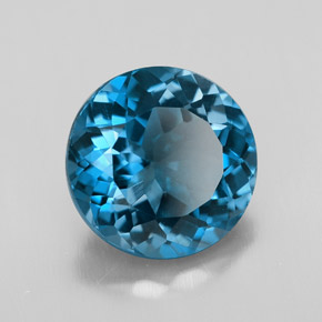 Topacio azul natural de 3,25 ct, corte redondo, VVS-VS