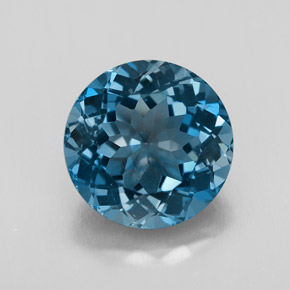 Topacio azul natural de 3,43 ct, corte redondo, VVS-VS