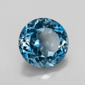 Topacio azul natural de 3,43 ct, corte redondo, VVS-VS
