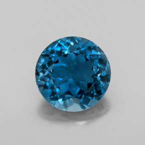 Topacio azul natural de 3,34 ct, corte redondo, VS-SI