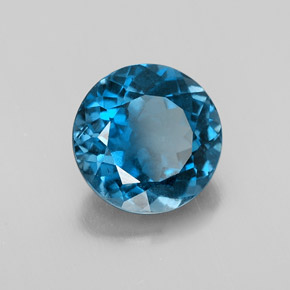 Topacio azul natural de 3,34 ct, corte redondo, VS-SI