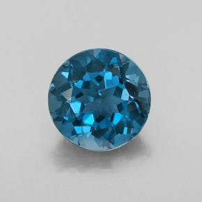 Topacio azul natural de 3,35 ct, corte redondo, VVS