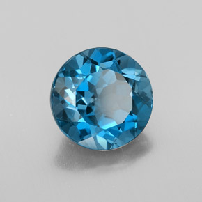 Topacio azul natural de 3,35 ct, corte redondo, VVS