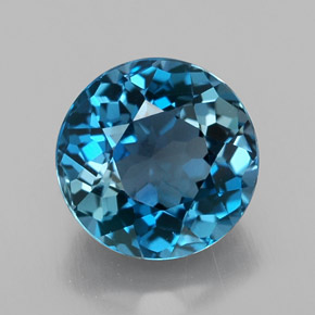Topacio azul natural de 3,26 ct, corte redondo, VVS