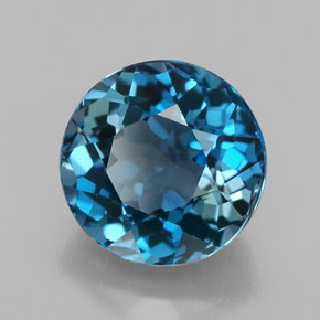 Topacio azul natural de 3,26 ct, corte redondo, VVS