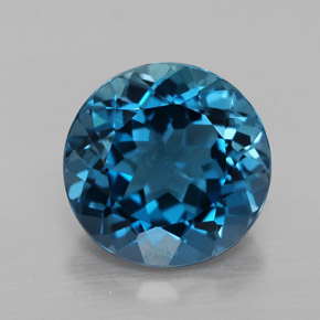 Topacio azul natural de 3,30 ct, corte redondo, VVS