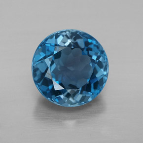 Topacio azul natural de 3,49 ct, corte redondo, VVS