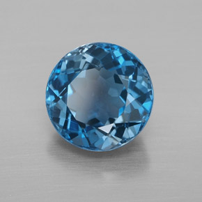 Topacio azul natural de 3,49 ct, corte redondo, VVS