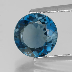 Topacio azul natural de 2,53 ct, corte redondo, VS