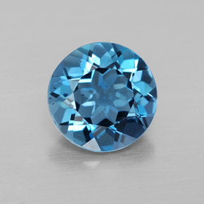 Topacio azul natural de 3,12 ct, corte redondo, VS-SI
