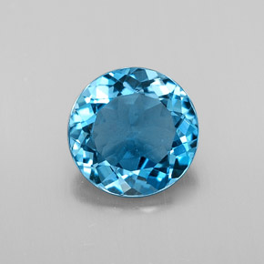 Topacio azul natural de 2,77 ct, corte redondo, VS