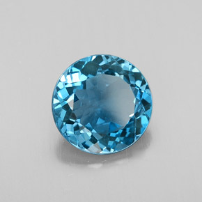 Topacio azul natural de 2,77 ct, corte redondo, VS