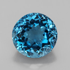 Topacio azul natural de 3,32 ct, corte redondo, VVS