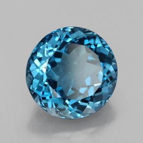 Topacio azul natural de 3,32 ct, corte redondo, VVS
