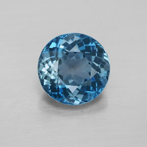 Topacio azul natural de 2,48 ct, corte redondo, VVS-VS