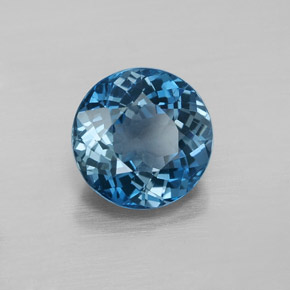 Topacio azul natural de 2,48 ct, corte redondo, VVS-VS