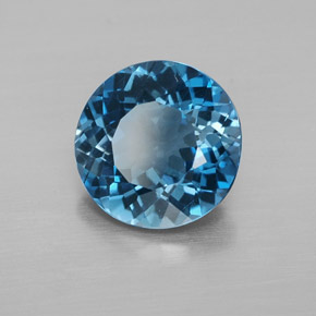 Topacio azul natural de 3,20 ct, corte redondo, VVS-VS