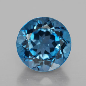 Topacio azul natural de 3,57 ct, corte redondo, VS-SI