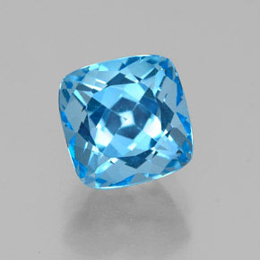 Topacio azul natural de 2,67 ct, corte cojín, VVS