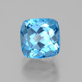 Topacio azul natural de 2,67 ct, corte cojín, VVS