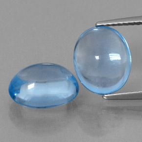 Gemas de topacio azul natural de  ct, corte óvalo, transparente
