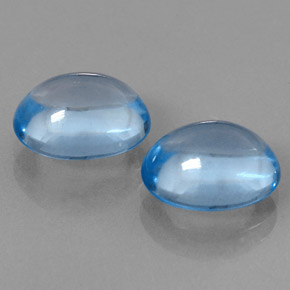 Gemas de topacio azul natural de  ct, corte óvalo, transparente