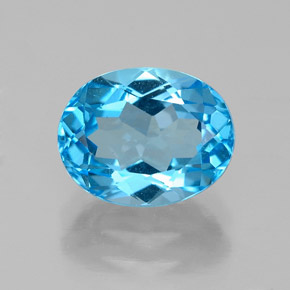 Topacio azul natural de 2,64 ct, corte óvalo, VS