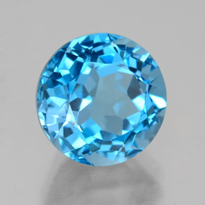 Topacio azul natural de 4,14 ct, corte redondo, VVS