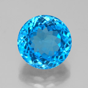 Topacio azul natural de 3,72 ct, corte redondo, SI