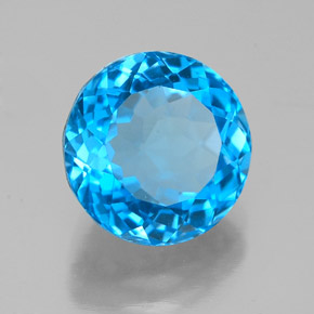 Topacio azul natural de 3,72 ct, corte redondo, SI
