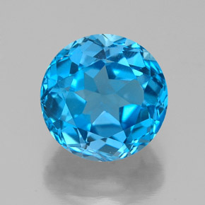 Topacio azul natural de 3,90 ct, corte redondo, VVS
