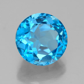 Topacio azul natural de 3,90 ct, corte redondo, VVS