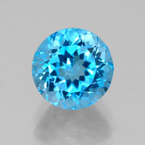 Topacio azul natural de 2,92 ct, corte redondo, VS
