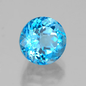 Topacio azul natural de 2,92 ct, corte redondo, VS