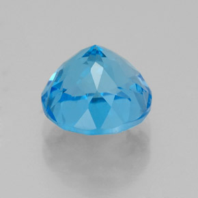 Topacio azul natural de 2,92 ct, corte redondo, VS