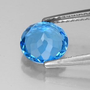 Topacio azul natural de 2,16 ct, corte redondo, VVS-VS