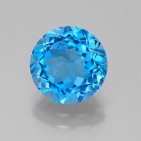 Topacio azul natural de 2,54 ct, corte redondo, VS