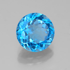 Topacio azul natural de 2,54 ct, corte redondo, VS