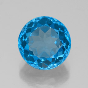 Topacio azul natural de 3,50 ct, corte redondo, VVS