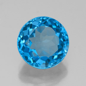 Topacio azul natural de 3,50 ct, corte redondo, VVS