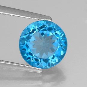 Topacio azul natural de 2,22 ct, corte redondo, VVS-VS
